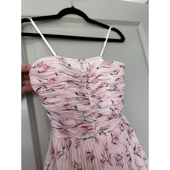 Fame and Partners NWT Miyah Strapless Floral Pink Maxi Dress Size 0 Tiered - Picture 4 of 9
